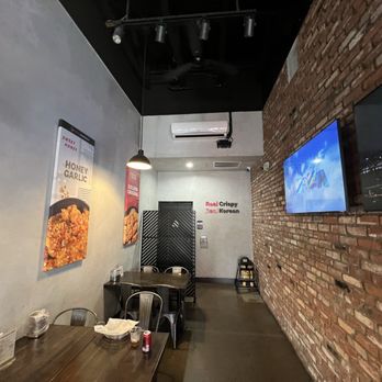 bb.q Chicken Brea - Inside with tv - Korean Near Me - Brea, California
