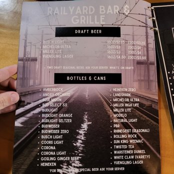 Railyard Bar & Grille - Menu - Bars Near Me - Sunman, Indiana