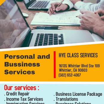 HYE CLASS SERVICES - Tax Services Near Me - Whittier, California HYE CLASS SERVICES - Tax Services Near Me - Whittier, California