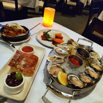 Lavo - lasagna, burrata salad, bread, oysters - Italian Near Me - Las Vegas, Nevada