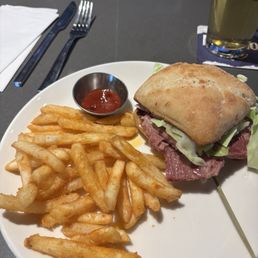 Corned beef sandwich, everything is house made. Corned beef sandwich, everything is house made.