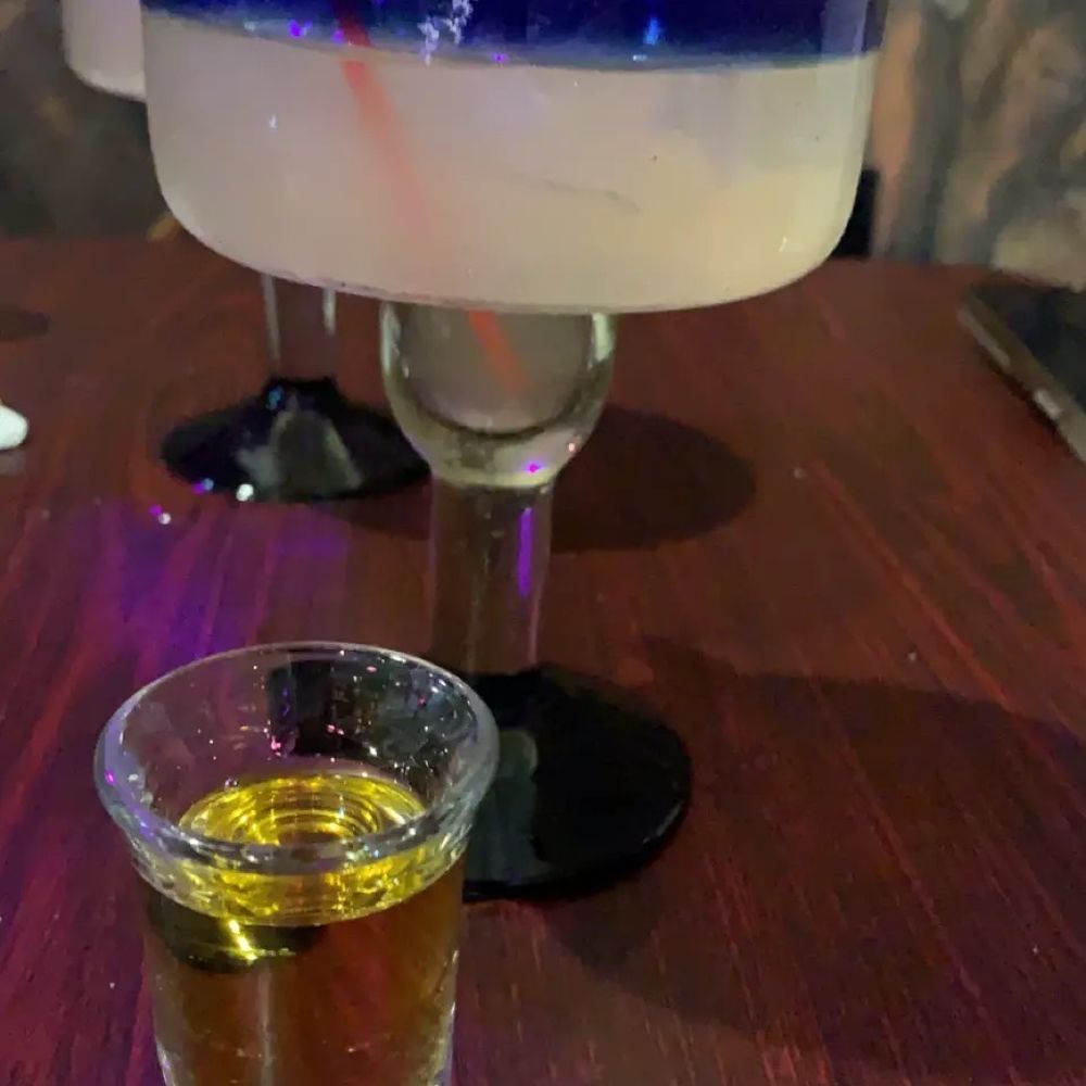 Margaritas and complimentary after dinner shot of cuaranta y tres