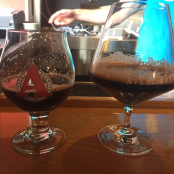 Avery Brewing - Two of their high ABV stouts- Mephistopheles and Uncle Jacob. Look at that beautiful proper glassware!!! - Breweries Near Me - Boulder, Colorado Avery Brewing - Two of their high ABV stouts- Mephistopheles and Uncle Jacob. Look at that beautiful proper glassware!!! - Breweries Near Me - Boulder, Colorado