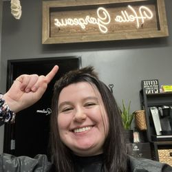 Hello Gorgeous Salon - Per my request, she chopped off most of the blonde and did a full color as close as to my natural as possible!