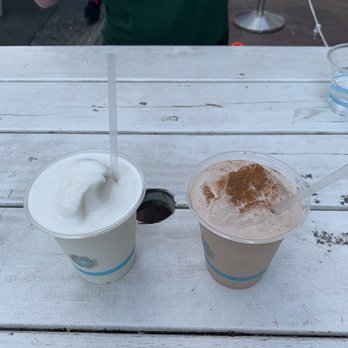 Frita Batidos - Coconut Cream Batido (left), Chocolate Espanol Batido (right) - Cuban Near Me - Ann Arbor, Michigan