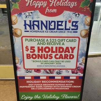 Handel's Homemade Ice Cream Temecula - Holiday $5 Bonus Card - Ice Cream & Frozen Yogurt Near Me - Temecula, California