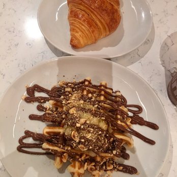 Nutella Cafe - Liege Waffle and Nutella stuffed Croissant! Yum! - Desserts Near Me - Chicago, Illinois Nutella Cafe - Liege Waffle and Nutella stuffed Croissant! Yum! - Desserts Near Me - Chicago, Illinois