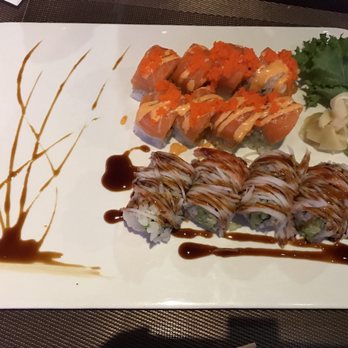 Kumi Sushi - Top Roll: Crazy Salmon Roll ($12) Bottom Roll: Angel Wing Roll ($12) - Sushi Bars Near Me - Crystal Lake, Illinois