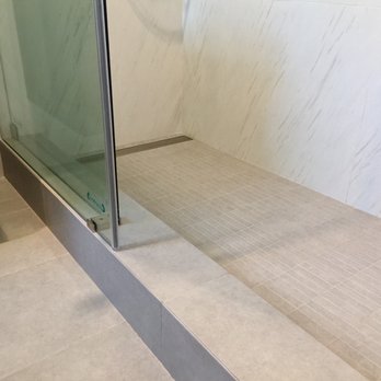 Bella Franco Tile & Marble - Miter edge step and trough drain; heated porcelain tile floor. - Home & Garden Near Me Bella Franco Tile & Marble - Miter edge step and trough drain; heated porcelain tile floor. - Home & Garden Near Me