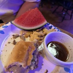 Rose & Thorne Pub - Philly Cheesecake, animal crackers (cute touches like this all over the place) and fresh and flavorful watermelon.