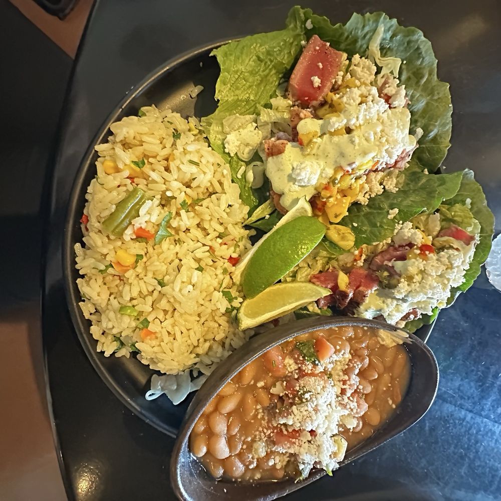 Ahi tacos but I asked for lettuce wrapped Ahi tacos but I asked for lettuce wrapped