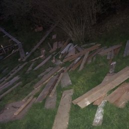 Construction wood just thrown about. Management could care less what they property looks like. Construction wood just thrown about. Management could care less what they property looks like.