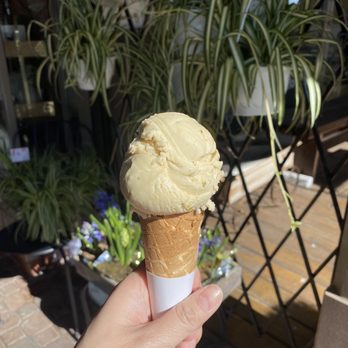 Crazy Cows ice Cream - Pistachio cone ($6.75 plus $1.25 for waffle cone) - Coffee & Tea Near Me - White Rock, British Columbia