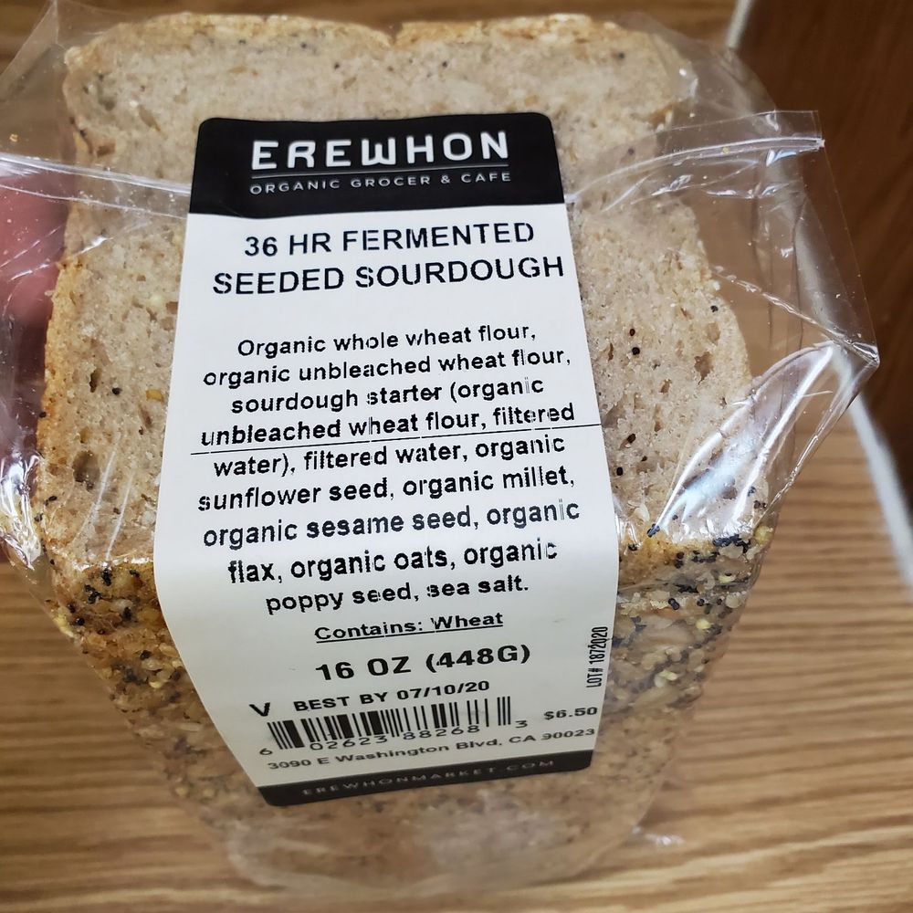 Best Bread on the Market! Secret Erewhon Recipe.  Takes 36 hours to make this bread. Loaded with grains. ($6.50).
