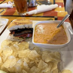 Tomato artichoke soup and portobello mushroom panini Tomato artichoke soup and portobello mushroom panini