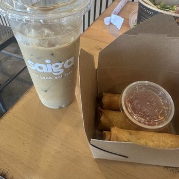 Saiga Vietnamese Eatery - Eggrolls (4 Pieces) and Vietnamese Coffee - Vietnamese Near Me - Orange, California