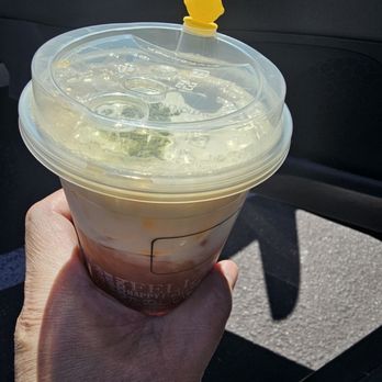 Happy Lemon - Close up of the Salted Cheese foam top - Bubble Tea Near Me - Sunnyvale, California