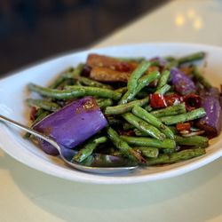 Lulu's Kitchen - Sautéed Eggplant with String Bean in Chili Sauce