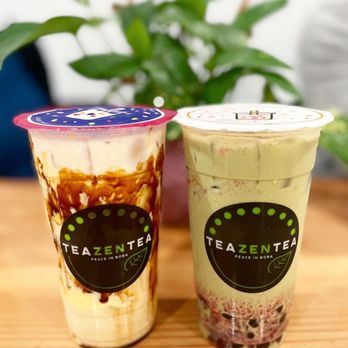 TeaZenTea - Creme Brûlée & Strawberry Matcha Latte w/ boba - Coffee & Tea Near Me - Brentwood, California TeaZenTea - Creme Brûlée & Strawberry Matcha Latte w/ boba - Coffee & Tea Near Me - Brentwood, California