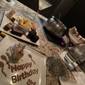 Photo of The Melting Pot - Spokane - Spokane, WA, United States. Dessert and the Chocolate Banana Martini and White Gummy Bear Martini
