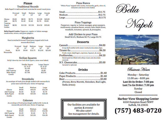 Menu photo 3 Bella Napoli Pizza Suffolk, VA Menu photo 3 Bella Napoli Pizza Suffolk, VA
