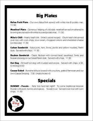 Menu photo 2 The HI Dive Bar Kealakekua, HI