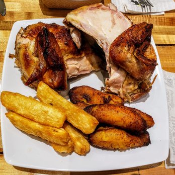 Alpaca Chicken - 1/2 Charcoal Chicken with Casava and Plantains at Alpaca Mebane - Peruvian Near Me - Mebane, North Carolina Alpaca Chicken - 1/2 Charcoal Chicken with Casava and Plantains at Alpaca Mebane - Peruvian Near Me - Mebane, North Carolina