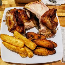 Alpaca Chicken - 1/2 Charcoal Chicken with Casava and Plantains at Alpaca Mebane