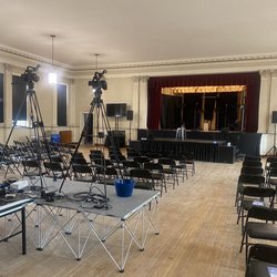 Lakewood Vineyard Church - Sunday, 7 May 2023 - Inside. Currently, Lakewood Vineyard Church meets at the Masonic Temple.