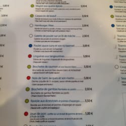 Le Train des Gourmets - Carte des plats.