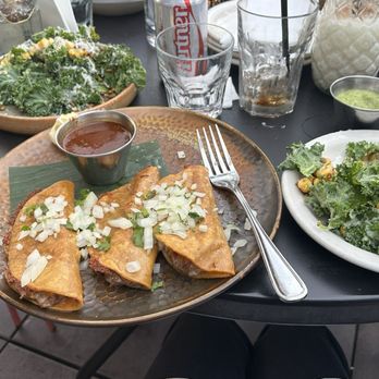 El Techo - Quesabirria tacos and ensalada de acelga (kale salad) - Latin American Near Me - San Francisco, California El Techo - Quesabirria tacos and ensalada de acelga (kale salad) - Latin American Near Me - San Francisco, California