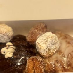 Parlor Doughnuts - Chocolate, mini apple and glaze donuts.