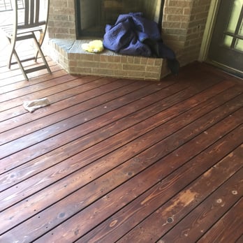 Austin Deck and Patio - An attempt to "fix" the oil based stained by applying thinner. It is now left this way as contractor walked out. - Decks & Railing Near Me - Bastrop, Texas