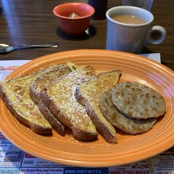 Brick House - Tasty French toast and sausage patties cooked to perfection