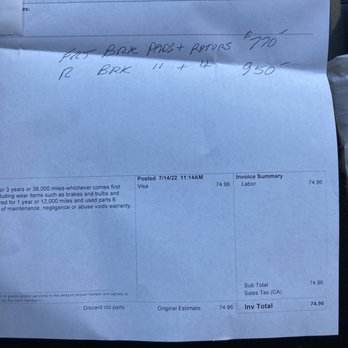 Harvey's Autotech - Harvey's estimate to replace brakes and rotors - Auto Repair Near Me - Corona, California