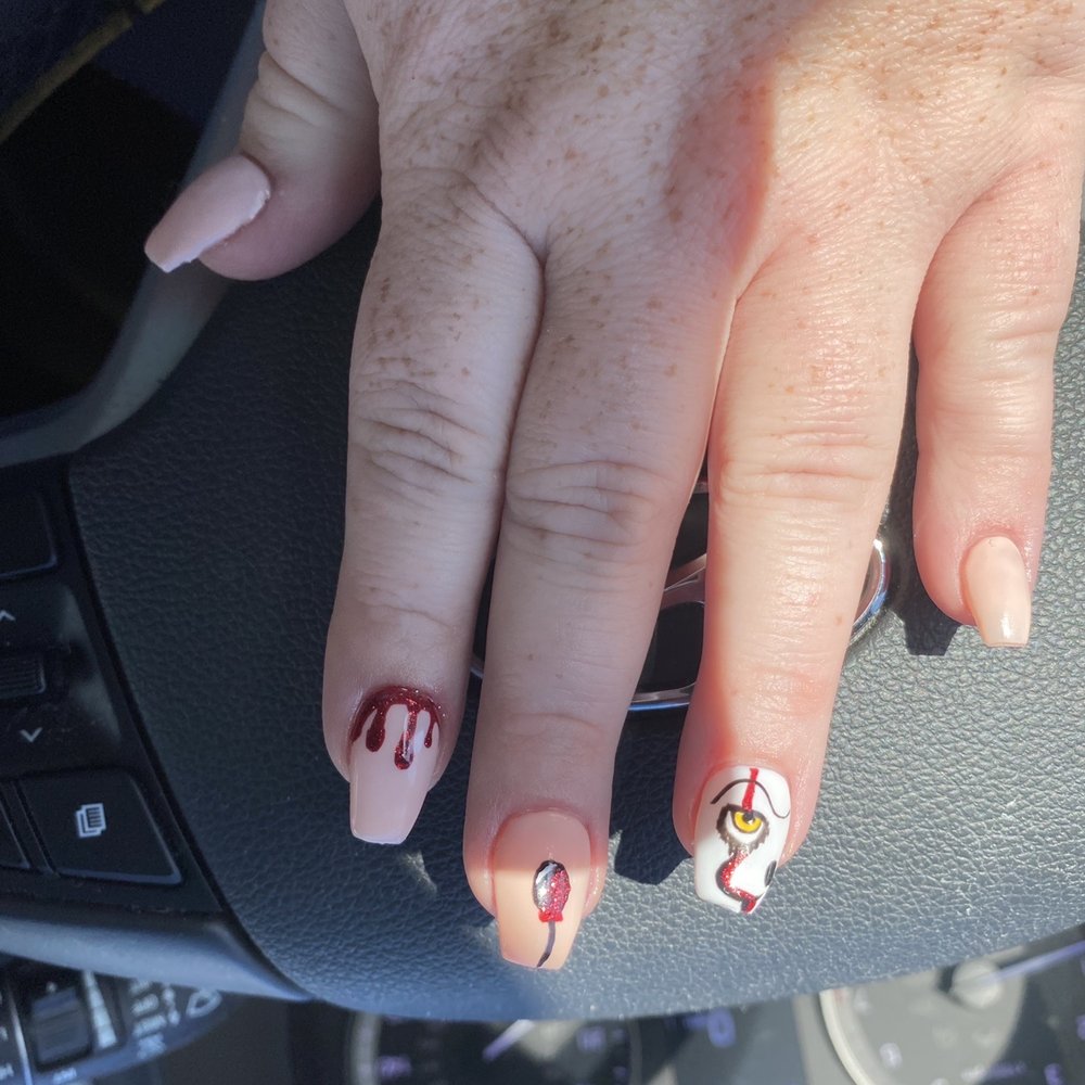 Lavish Nails & Spa - Pennywise nails for Halloween - Nail Salons Near Me - Wrentham, Massachusetts Lavish Nails & Spa - Pennywise nails for Halloween - Nail Salons Near Me - Wrentham, Massachusetts