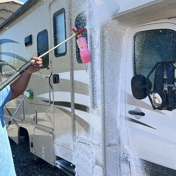 Angels Mobile RV Wash - prepping for a wash and wax service - Car Wash Near Me Angels Mobile RV Wash - prepping for a wash and wax service - Car Wash Near Me