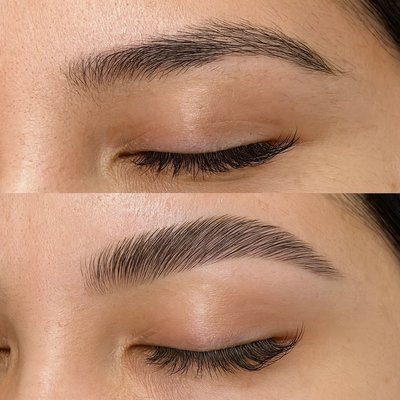 Brow Lamination - Get fuller, more defined brows with our professional Brow Lamination service. This treatment 'sets' your brow hairs in an upward, uniform direction, creating a brushed-up look that hides gaps and adds significant volume. It’s the perfect non-invasive solution for achieving a groomed, high-fashion brow shape that lasts up to 8 weeks. Each session includes a custom shape and cleanup Brow Lamination - Get fuller, more defined brows with our professional Brow Lamination service. This treatment 'sets' your brow hairs in an upward, uniform direction, creating a brushed-up look that hides gaps and adds significant volume. It’s the perfect non-invasive solution for achieving a groomed, high-fashion brow shape that lasts up to 8 weeks. Each session includes a custom shape and cleanup