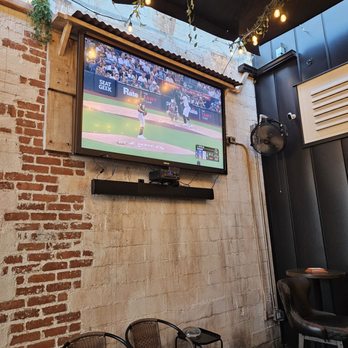 Hoffer's Cigar Bar - TV on the patio. - Wine Bars Near Me - La Mesa, California