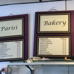 Parisi Bakery - Bread menu