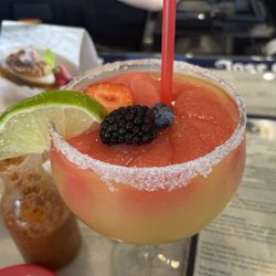 Tquilas Bar and Grill - Beautifully made frozen strawberry mango margarita