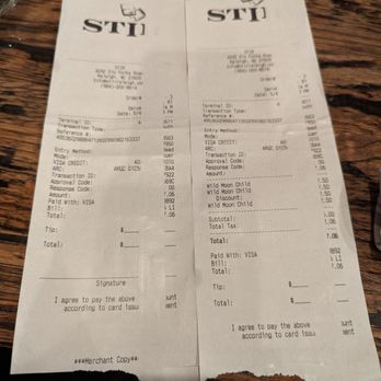 STIR - Illegible receipts at STIR Raleigh. We couldn't even read the prices. - Bars Near Me - Raleigh, North Carolina
