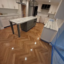 Oil based natural on white oak herringbone