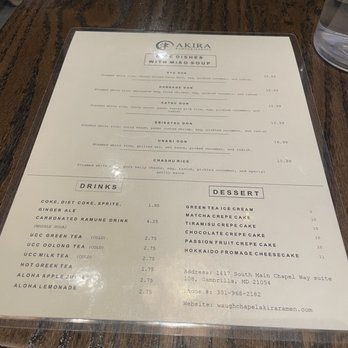 Akira Ramen - Back of menu - Ramen Near Me - Gambrills, Maryland Akira Ramen - Back of menu - Ramen Near Me - Gambrills, Maryland