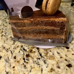 Ganache cream cake slice