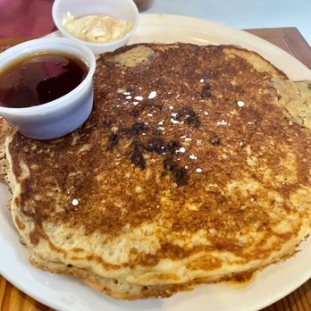 The Basics - Oatmeal blueberry pancakes with walnut butter & maple syrup - Southern Near Me - Wilmington, North Carolina