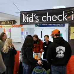 Westside Community Church - Kid's check-in on a busy Sunday morning. Our check-in team rocks!