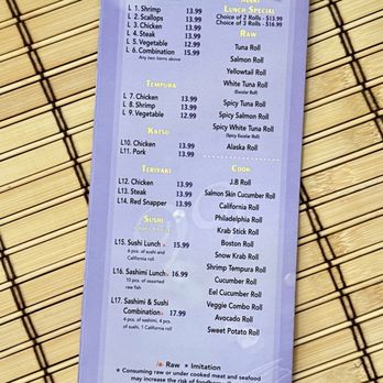 Sushi 99 - Lunch Menu 11-3. - Sushi Bars Near Me - St. Augustine, Florida