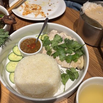 Kin Khao - KHAO MUN GAI 26 CHICKEN FAT RICE, GINGER-POACHED CHICKEN, SERVED WITH PIM'S SECRET SAUCE, & A CUP OF CHICKEN BROTH - Thai Near Me - San Francisco, California Kin Khao - KHAO MUN GAI 26 CHICKEN FAT RICE, GINGER-POACHED CHICKEN, SERVED WITH PIM'S SECRET SAUCE, & A CUP OF CHICKEN BROTH - Thai Near Me - San Francisco, California