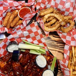 Bird’s Nest - Victory sticks, onion rings, honey bbq wings